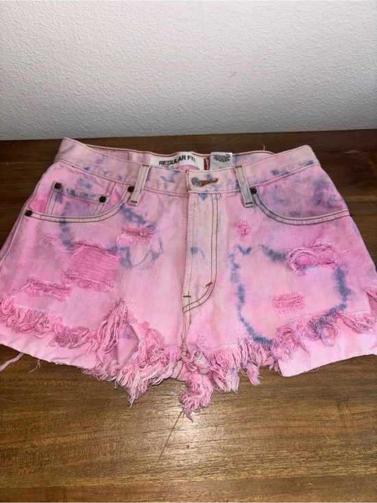 Levi's Pants - Pink Tie-Dye Distressed Denim Shorts